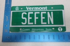 Vermont License Plate Tag VT Last Name Surname SEFEN #2