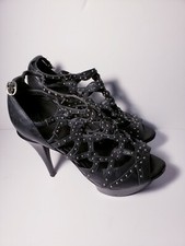 BCBG Generation - Lattice Black Leather Platform Heels Stiletto - Sz 9