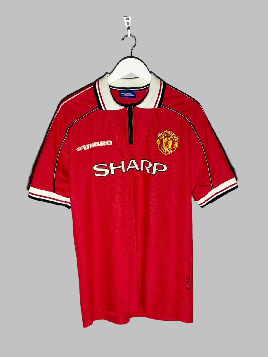 【希少】Man.U三冠ユニフォーム1998-99 SHARP × UMBRO あの3冠から20年、マンチェスター・U「伝説の98-99ユニフォーム