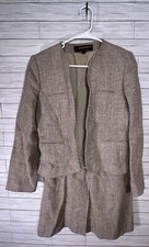 Vintage Peabody House Womens Suit Skirt Blazer 9 10 Tan Wool/Nylon Blend Romania