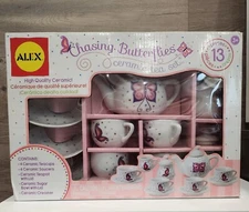 Alex 13-Piece Chasing Butterflies Ceramic Dishes Serves 4 New