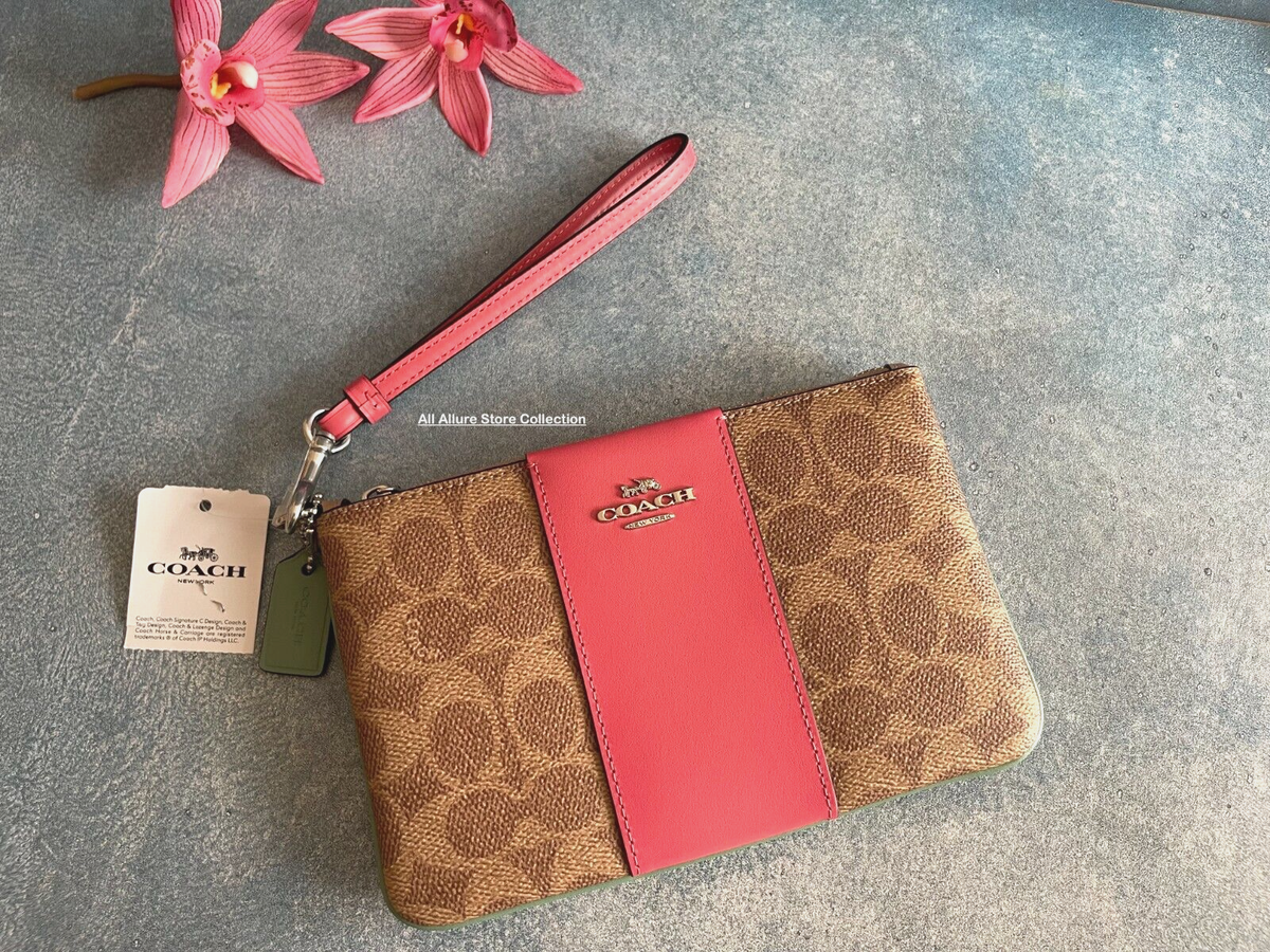 BN COACH SIGNATURE Wristlet 89487 Tan Sand Orchid | eBay