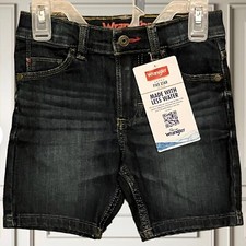 Wrangler Boys Slim Straight Indigood Blue Jean Shorts Adj. Waist Size 4 NWT