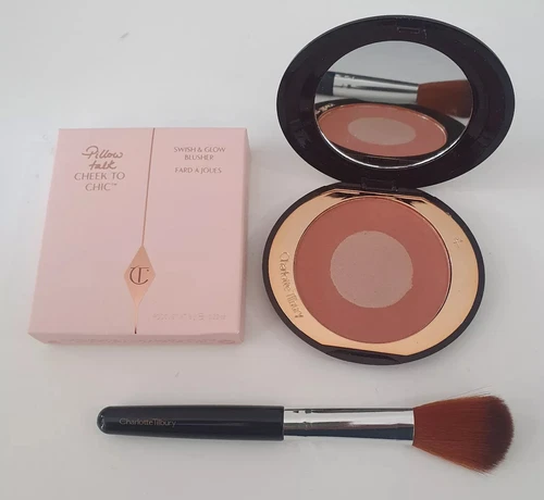 NEW Charlotte Tilbury Cheek To Chic Blush Swish-Pillow talk FULL SIZE 8g + Brush