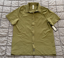 Rhone invictus ripstop button up short sleeve shirt olivine M mens NEW