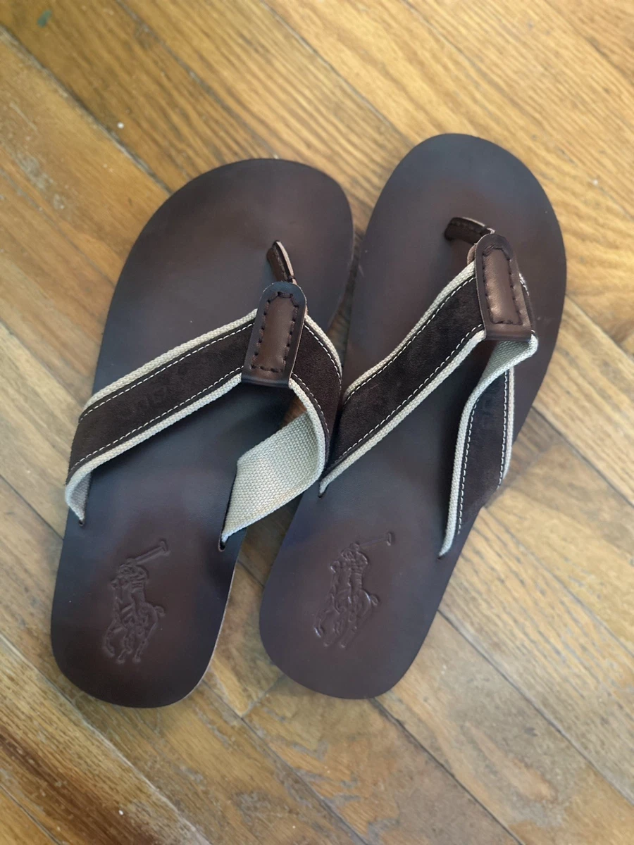 Polo by Ralph Lauren ブラウン スライドサンダル 68 Polo Ralph Lauren Men's Flip Flop Brown Sandals for sale | eBay