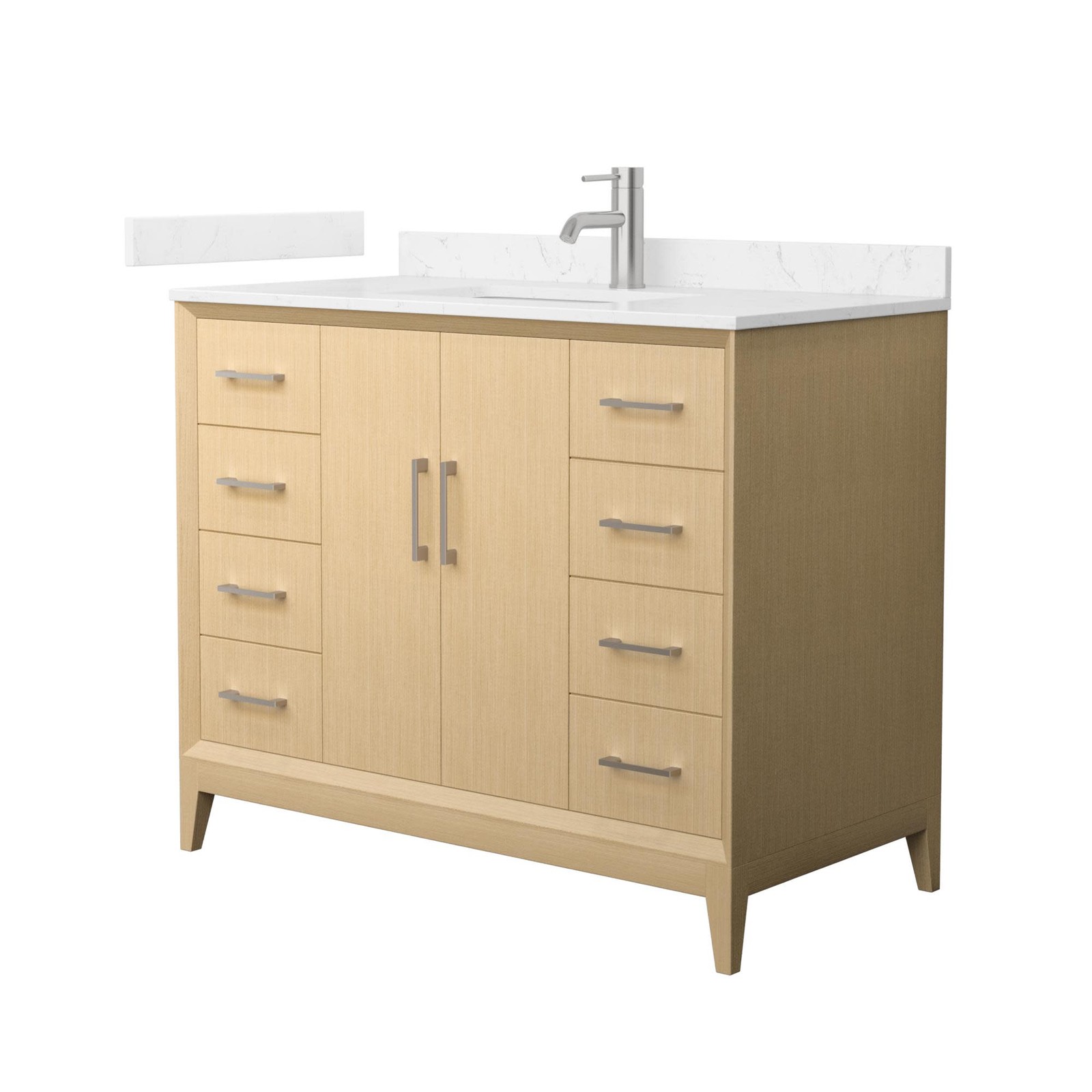 Wyndham Janna 42 Inch White Oak Carrara Cultured Marble Vanity