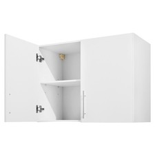 Uimoso Mobiletto Pensile Bianco con 2 Ripiani e 2 Ante per Cucina e Bagno