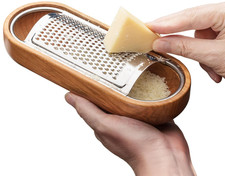 Rallador queso acero inoxidable con recipiente madera rallador fino cocina