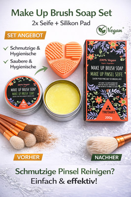 Pinselreiniger 2er Set Pad, Make up Seife Brush Soap Vegan Kosmetik Clean Top