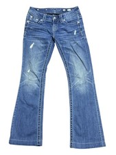Miss Me Jeans Womens 26 Blue Bootcut JP8235B Embellished Flap Pockets Denim