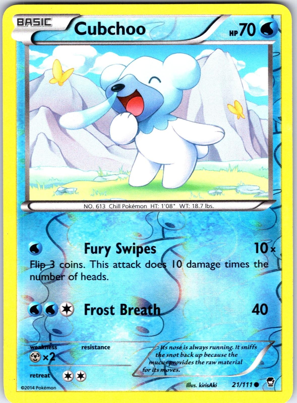 Cubchoo 21/111 Common Furious Fists Pokemon Reverse Holo Lightly Played