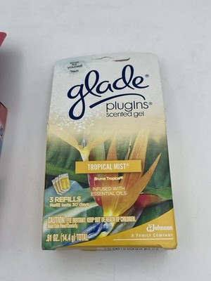 Boxes Glade Plugins Fresh Gel refills TROPICAL MIST with 3 Gels RARE Discont.