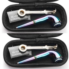 (Pack of 2) 3.5" Metal Detachment Tobacco Smoking Pipe with Cap & Box Hand Pipes