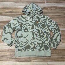 Kenzo Paris Abstract Print Hoodie Green Embroidered Tiger Crest FB55SW5384MY M