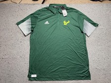 USF Bulls Polo Shirt Mens 2XL Green NCAA Football Adidas Primeblue AEROREADY