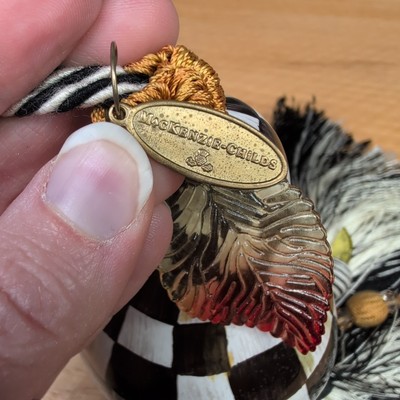 MacKenzie Childs Courtly Check Ceramic Pear Tassel Curtain Tieback