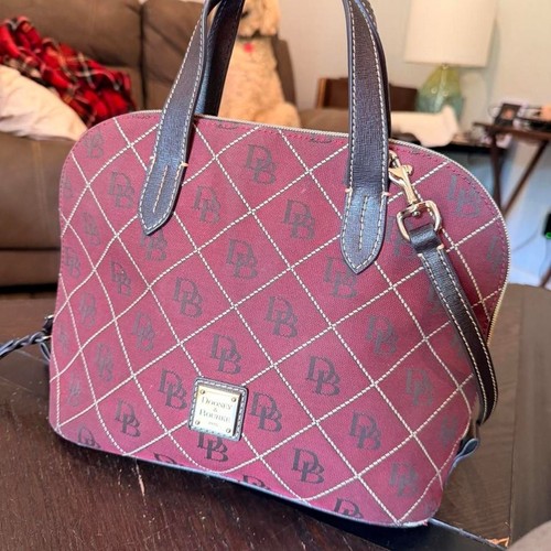 Dooney & Bourke Red Quilted DB Monogram Satchel Handbag