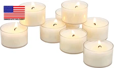 Bulk 24 Pack Unscented Smokeless Long Burning Clear Cup Tea Light Candles with 6