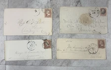 4 Antique Mid 1800s US Covers 3¢ George Washington Stamp Postal History NY