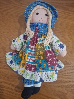 1970s Vintage Knickerbocker Original Holly Hobbie Plush Cloth Rag Doll 9'' CUTE