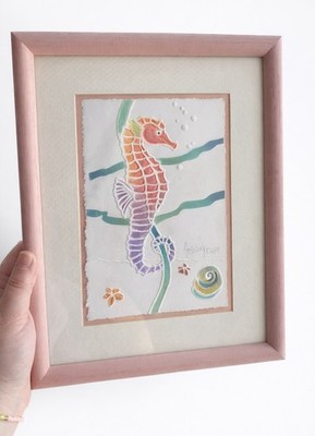 Vintage Embossed Seahorse by Bonnie Jackson Fehling   1989   Coastal Décor