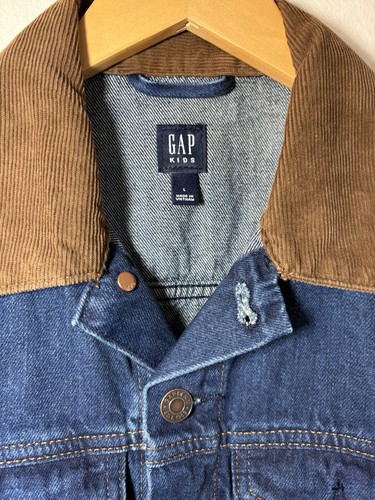 GAP Kids Blue Denim Icon Jacket Corduroy Collar Long Sleeve 100% Cotton 10-11 Y - Picture 5 of 16