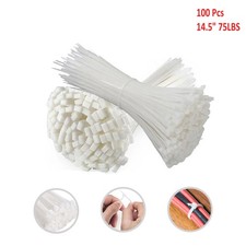 100Pcs 14.5" Cable Ties Heavy Duty 75LBS Ultra Nylon Wrap Wire Zip UV Resistant