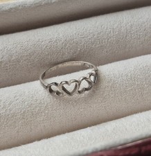 Handmade Sterling 925 Vintage Eternity Heart Ring Size 6