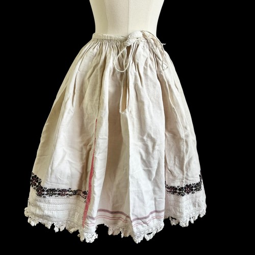 Romanian Homespun Linen Hand Made Woven Folk Petticoat Small