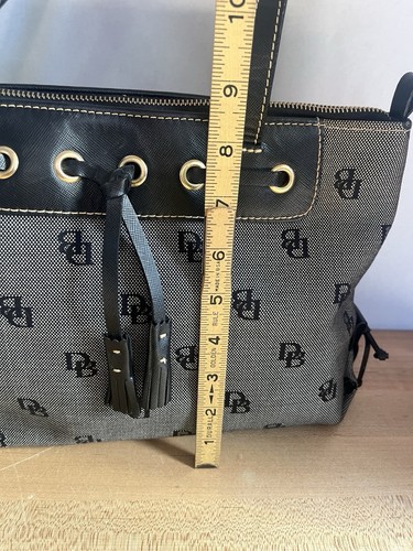Vintage Dooney & Bourke Signature Satchel Tasche Handtasche Schwarz & Grau - Bild 18 von 24