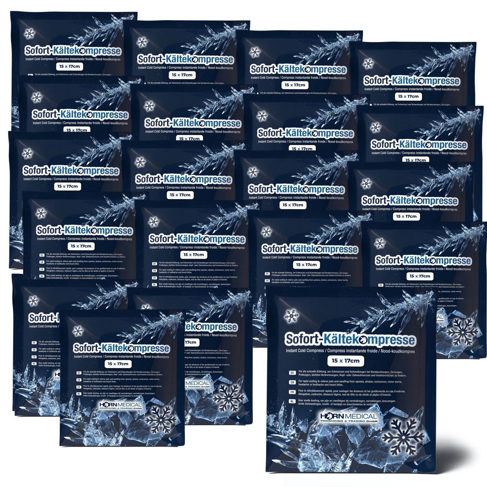 20x Horn Medical Sofort-Kältekompresse Einmal-Kühlpad 15 x17cm kein Vorkühlen