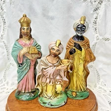 Vintage Three Kings Nativity Figures 9” Tall Hand Painted Item 5254 Christmas