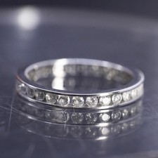 Size 4.5, vintage sterling silver 925 stackable band ring with cz around