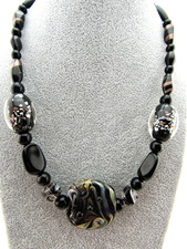 Murano Kette, schwarz, 48 cm, Glass Schmuck