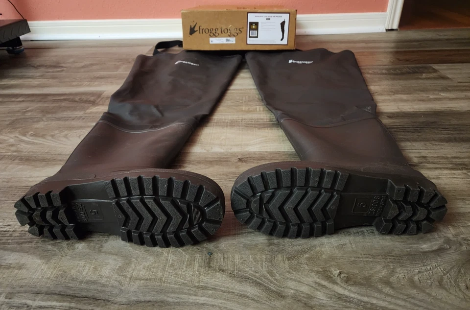 Frogg Toggs Hombre Rana II Bootfoot Cadera Vadeador Marrón Talla 5 Taco Foto 3 de 4