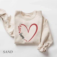 Pink Heart Valentine Graphic Sweatshirt, Cozy Relaxed Fit
