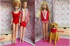 Vintage Barbie Blonde Bubblecut #850 Painted Ken #750 Skipper #950 Swimsuit Case