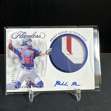6/15 MALCOLM MOORE SAPPHIRE DRAFT PATCH AUTO 2025 Panini Flawless #DPA-MM TEXAS