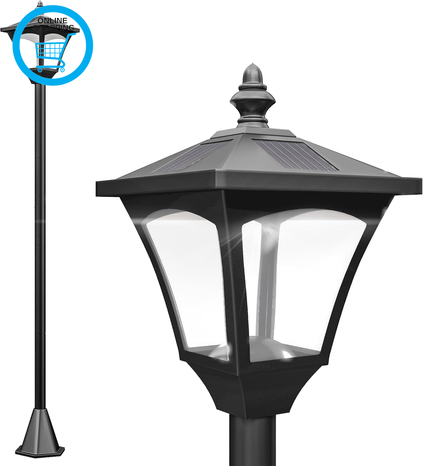 Outdoor Garden Solar Post Lamp Photosensitive LED Lantern Bollard Pathway 1.2M T