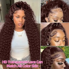 Chocolate Brown Deep Wave Wig Human Hair 13x4 13x6 Hd Lace Frontal Wig Remy Hair