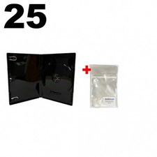 25 PREMIUM STANDARD Shiny Glossy Black Single DVD Cases 14MM 100 OPP Bags