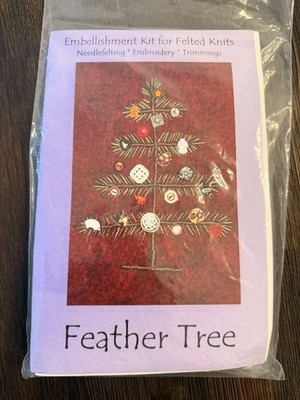 Embellishment Kit for Felted Knits - FEATHER TREE - yarn, buttons & pattern