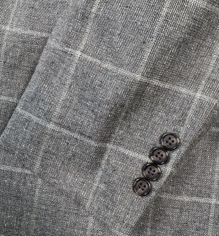 Blazer Jos A Bank Seda Lino Lana Ajuste a Medida Chaqueta a Cuadros Para Hombres 44 Corto Foto 3 de 4