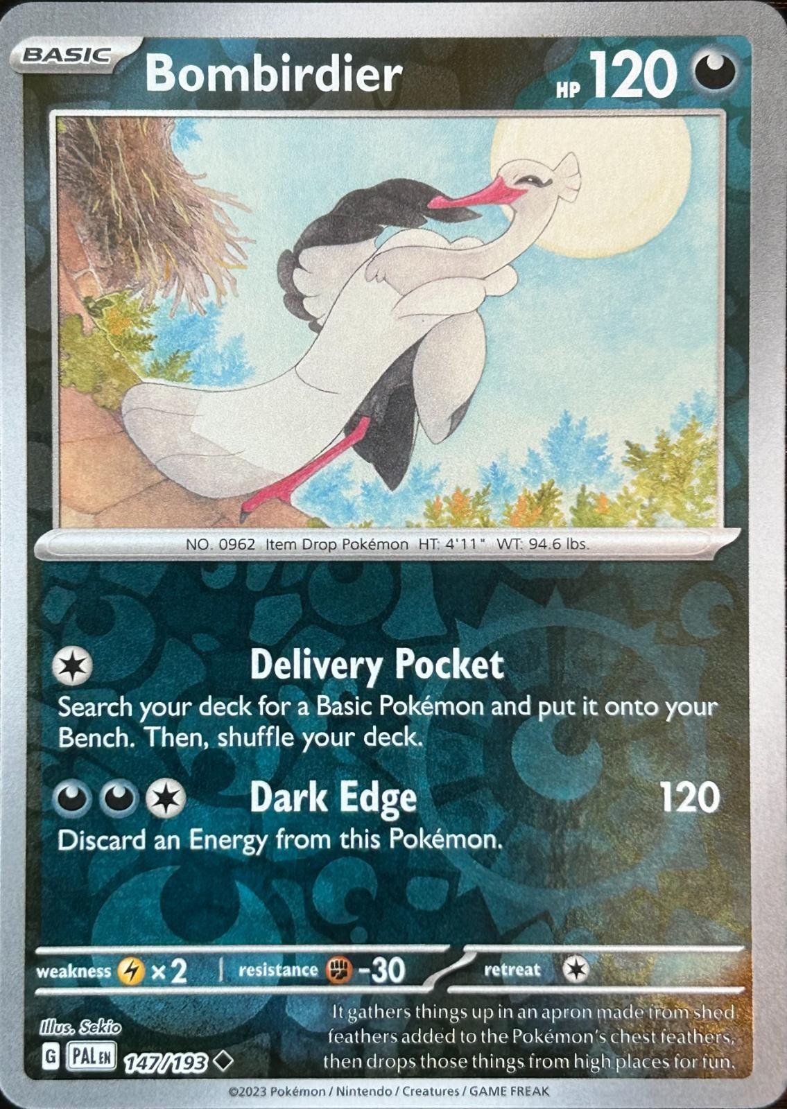 Pokemon Bombirdier Uncommon 147/193 Paldea Evolved Reverse Holofoil NM