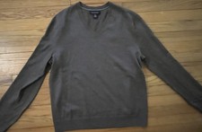 Banana Republic Extra Fine Merino Wool Brown V-Neck Sweater Men L