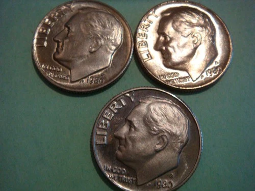 1980-P Roosevelt Dime — photo from the most recent tracked eBay sale