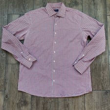 Proper Cloth Button Down Shirt Red Blue Gingham Check Mens 17.5 38