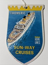 Stateroom SS HOMERIC Cruise Home Lines Sun-Way Unused Luggage Tag Vtg