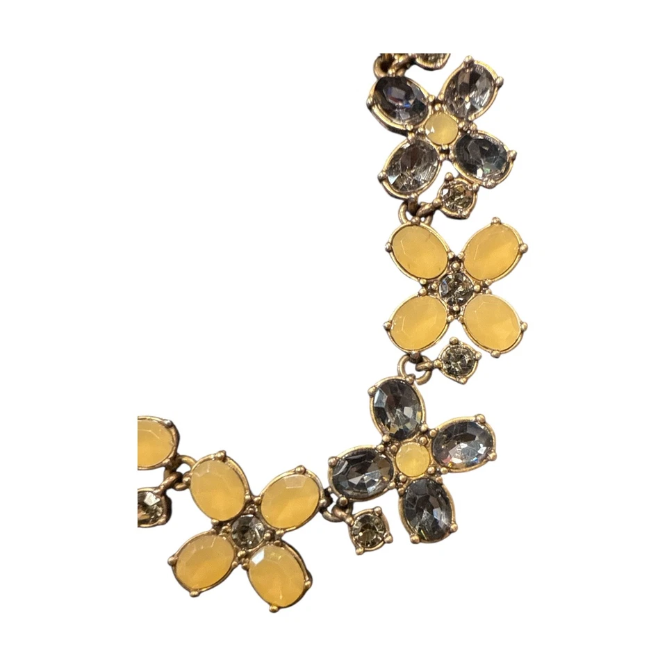 J. Crew Gold Tone Smoky & Beige Crystal Statement Necklace JC379 - Image 3 of 4